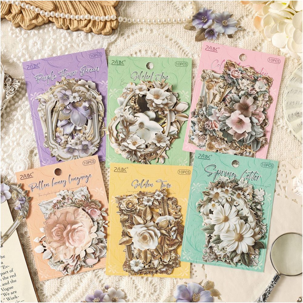 Floral Dream Series Paper Stickers 10 Sheets 6 Styles image 0