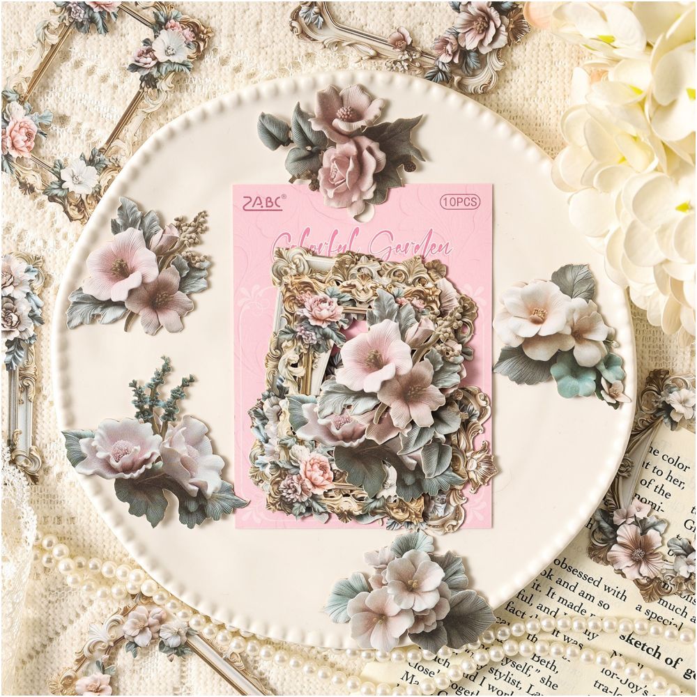 Floral Dream Series Paper Stickers 10 Sheets 6 Styles image 1