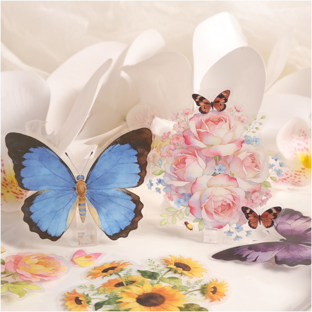 Butterfly and Flower Themed PET Stickers 25 sheets image 1