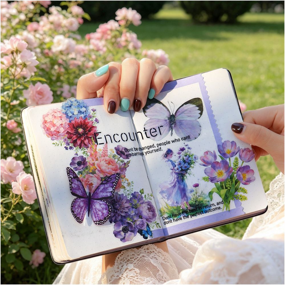 Butterfly and Flower Themed PET Stickers 25 sheets image 2