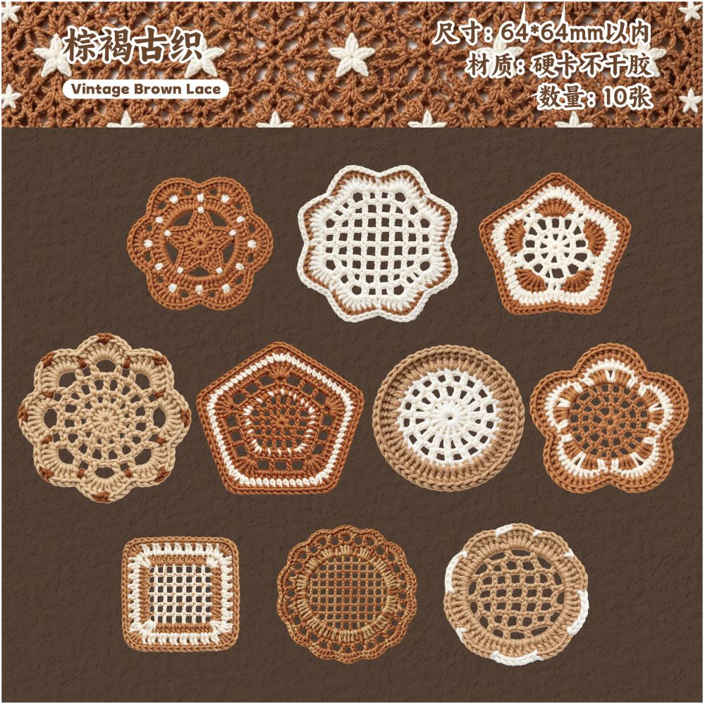 Floral Pattern Series Hard Card Stickers 10 Sheets 6 Styles