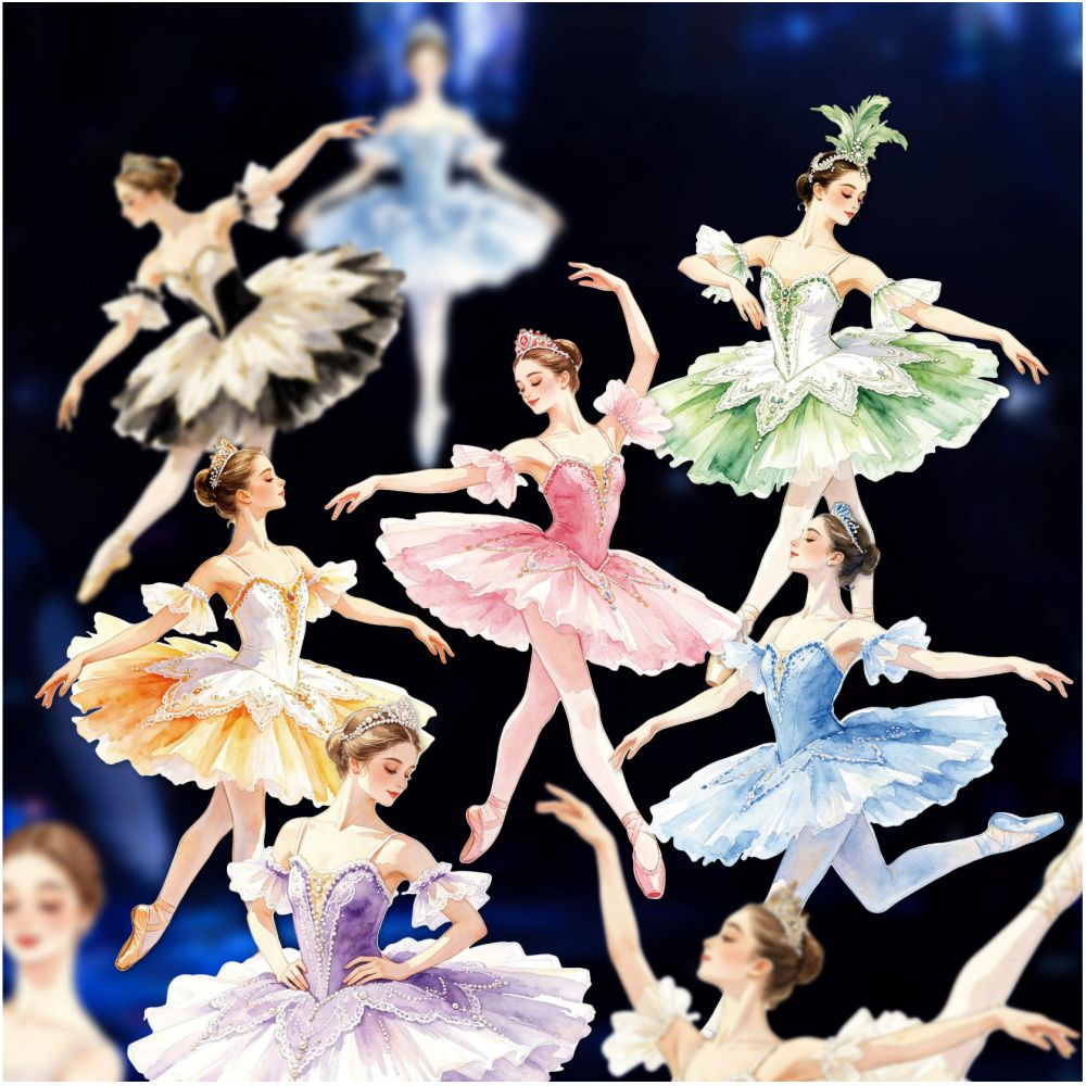 Ballet Series Vintage PET Stickers 10 Sheets 6 Styles image 3