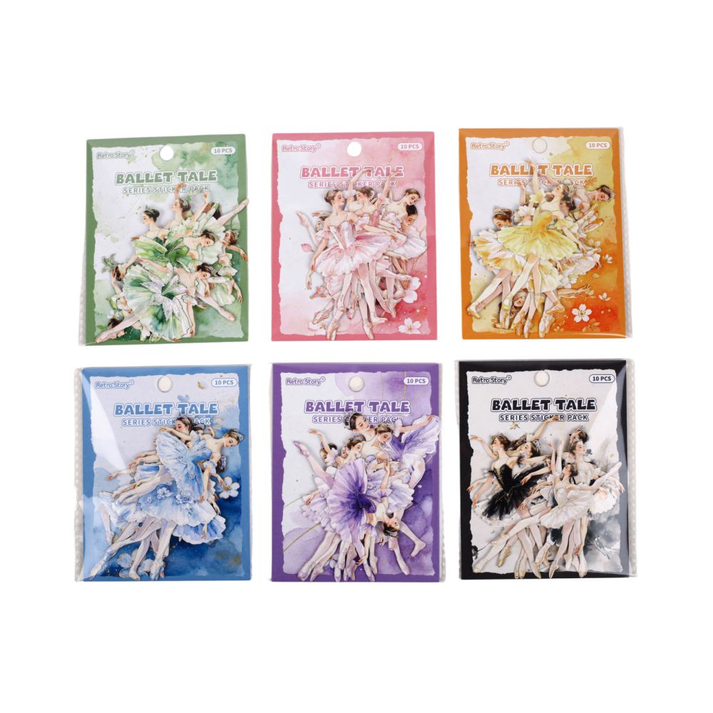 Ballet Series Vintage PET Stickers 10 Sheets 6 Styles image 4