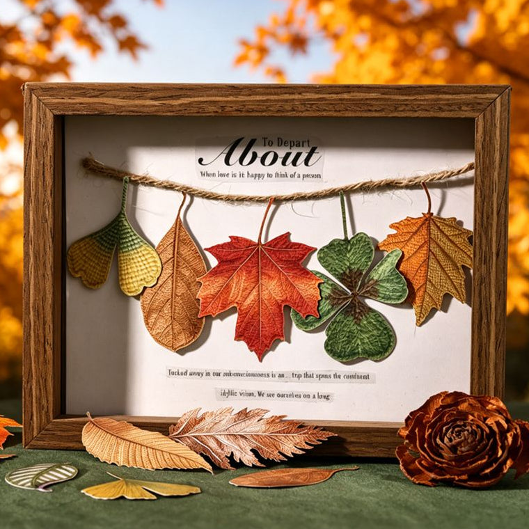Autumn Leaf Series Paper Stickers 6 Designs 20 Pcs image 3