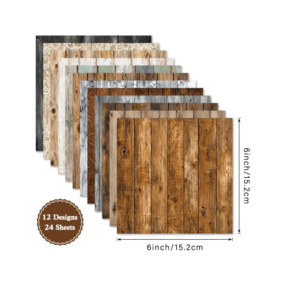 Plank series material paper 15cm x 15cm 24 Sheets image 4