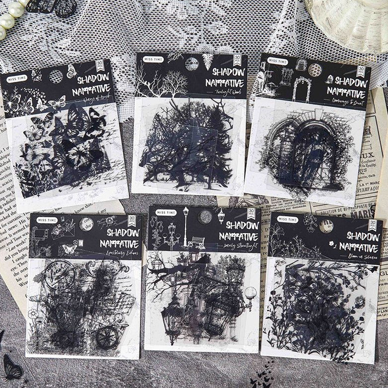 Shadow Narrative Series PET Stickers 30psc 6 Designs image 0