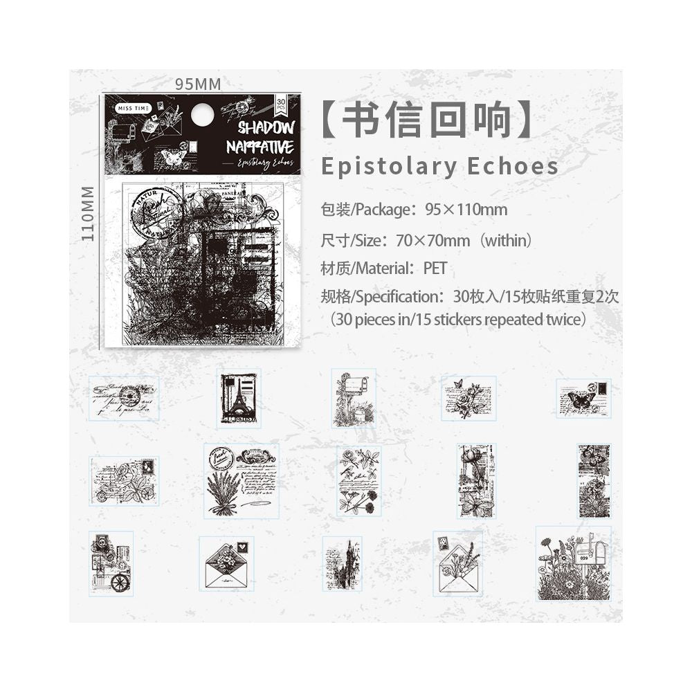 Shadow Narrative Series PET Stickers 30psc 6 Designs