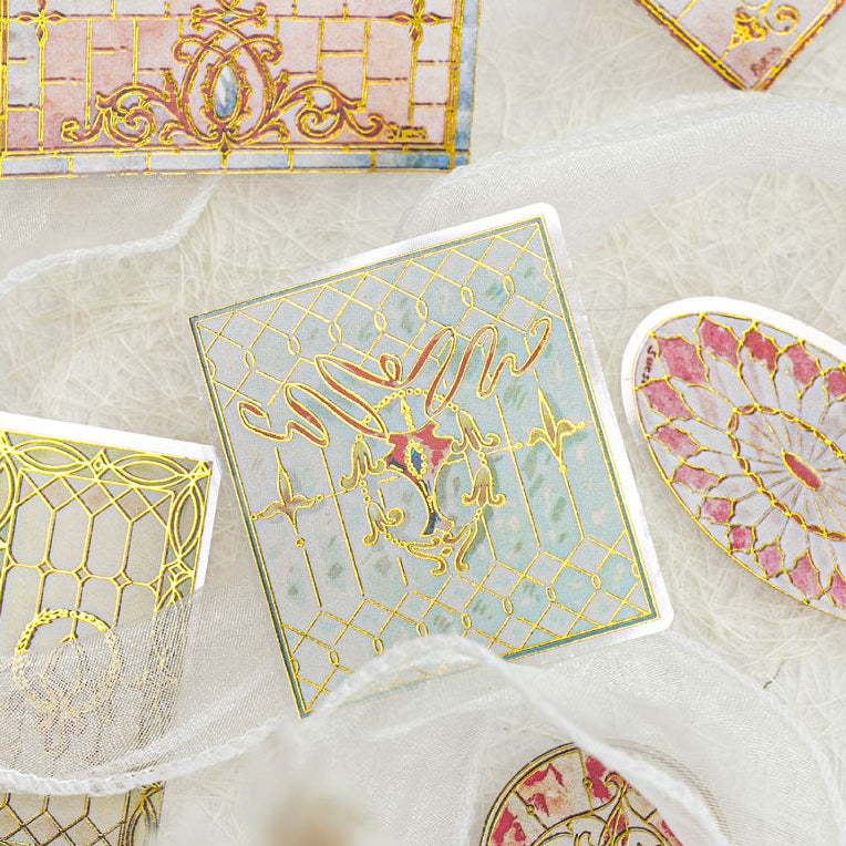 Vintage Floral Tile Series PET Stickers 30psc 6 variants image 1