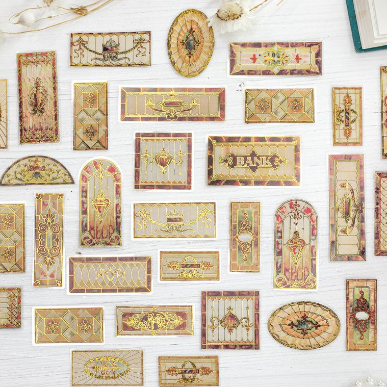 Vintage Floral Tile Series PET Stickers 30psc 6 variants image 3