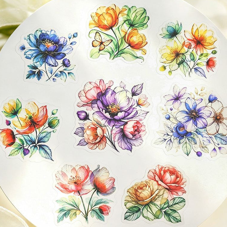 Floral Mist Series PET Stickers 20psc 6 Designs image 1