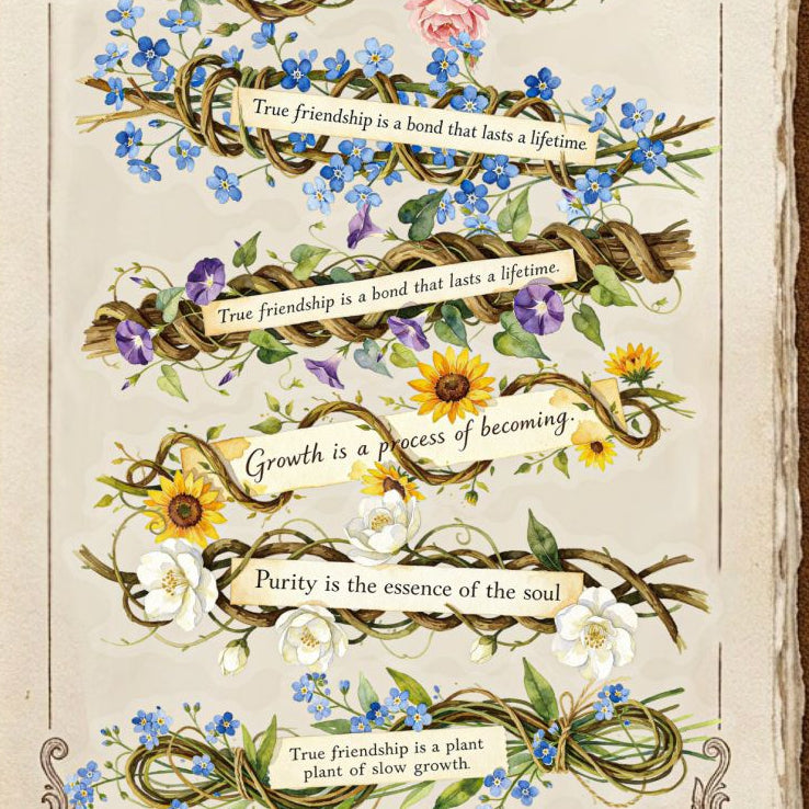 Vintage Floral Letter Series PET Stickers 20psc 6 variants image 2