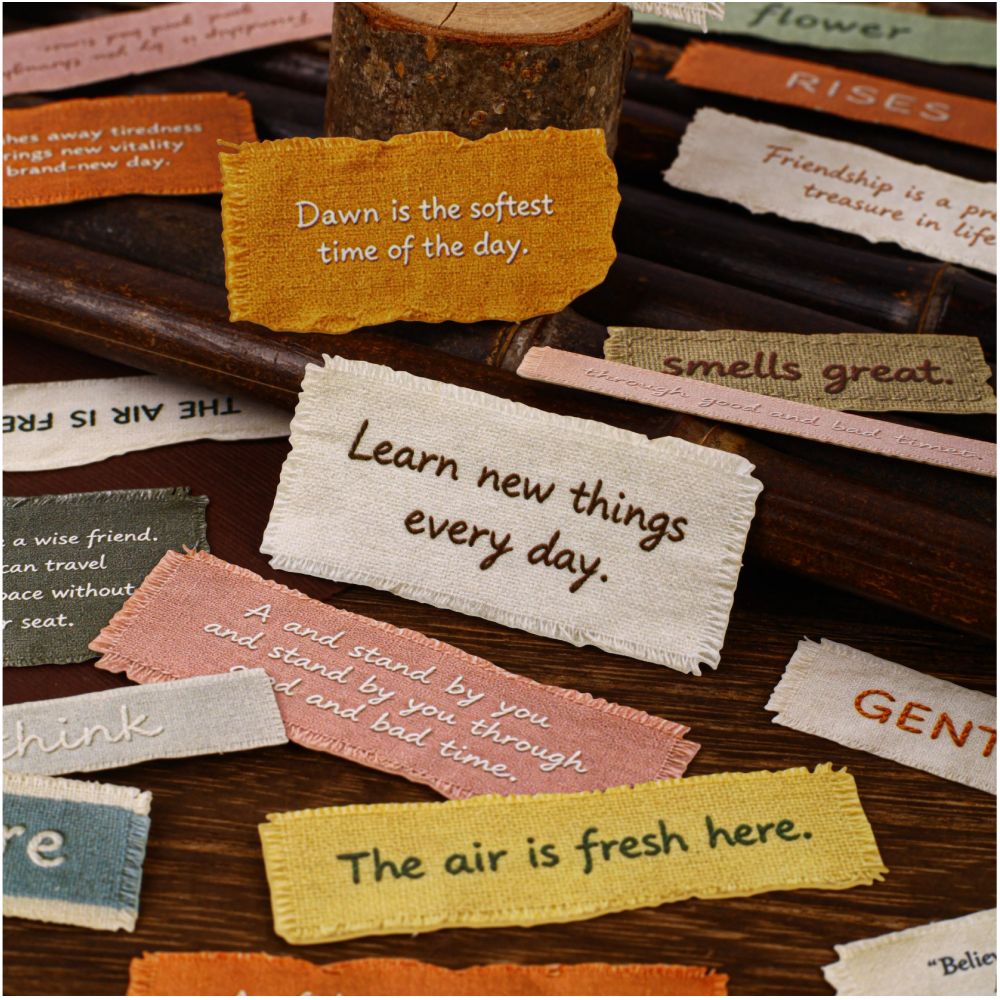 Vintage Linen Texture Lettering Paper Stickers 15psc 6 variants image 0