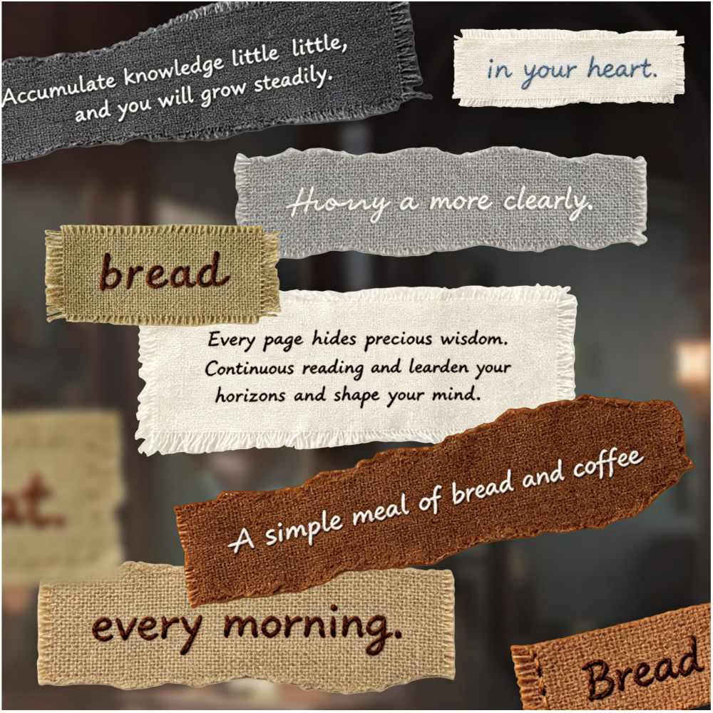 Vintage Linen Texture Lettering Paper Stickers 15psc 6 variants image 3