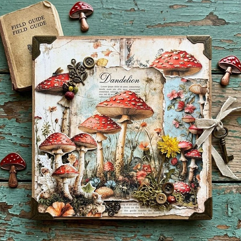 Vintage Mushrooms Background Paper 14 4cm x 21cm image 1