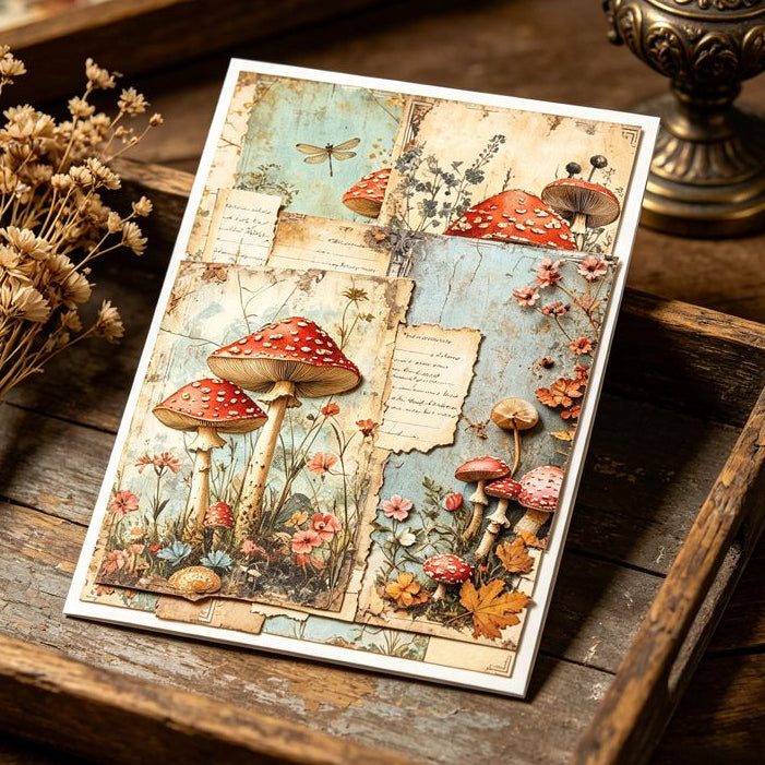 Vintage Mushrooms Background Paper 14 4cm x 21cm image 2
