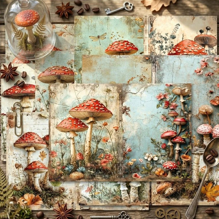 Vintage Mushrooms Background Paper 14 4cm x 21cm image 3