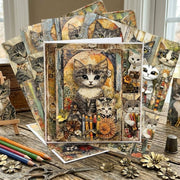 Cosy Cats Series Background Paper 14 4cm x 21cm image 1