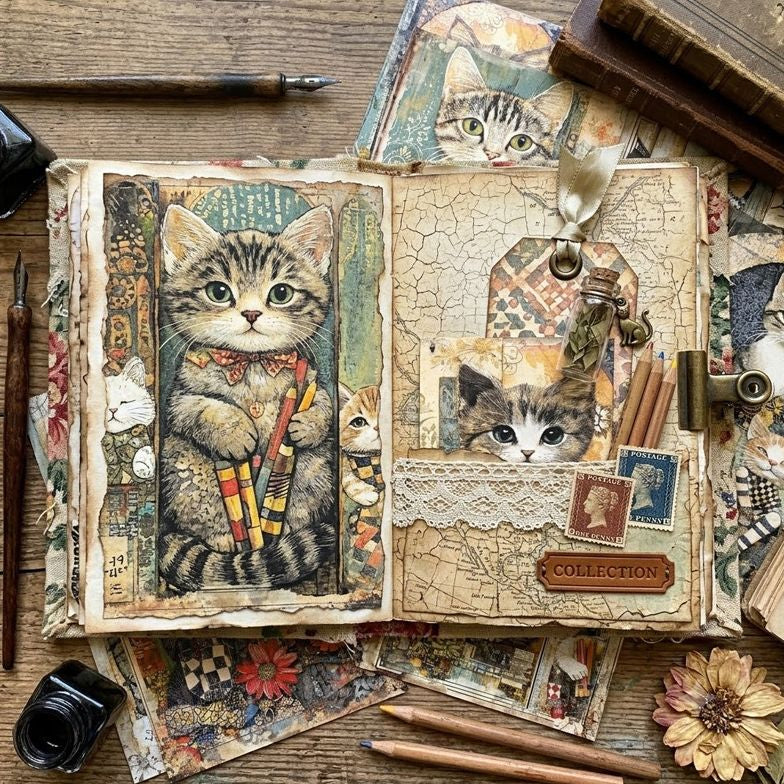 Cosy Cats Series Background Paper 14 4cm x 21cm image 2