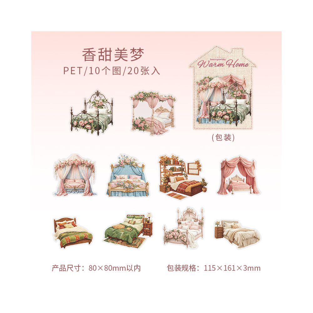 Warm Home Series PET Stickers 20psc 6 variants