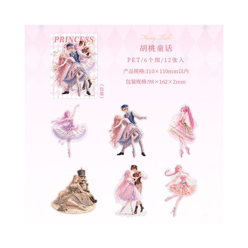 Princess Fairy Tale Series PET Stickers 12psc 6 variants