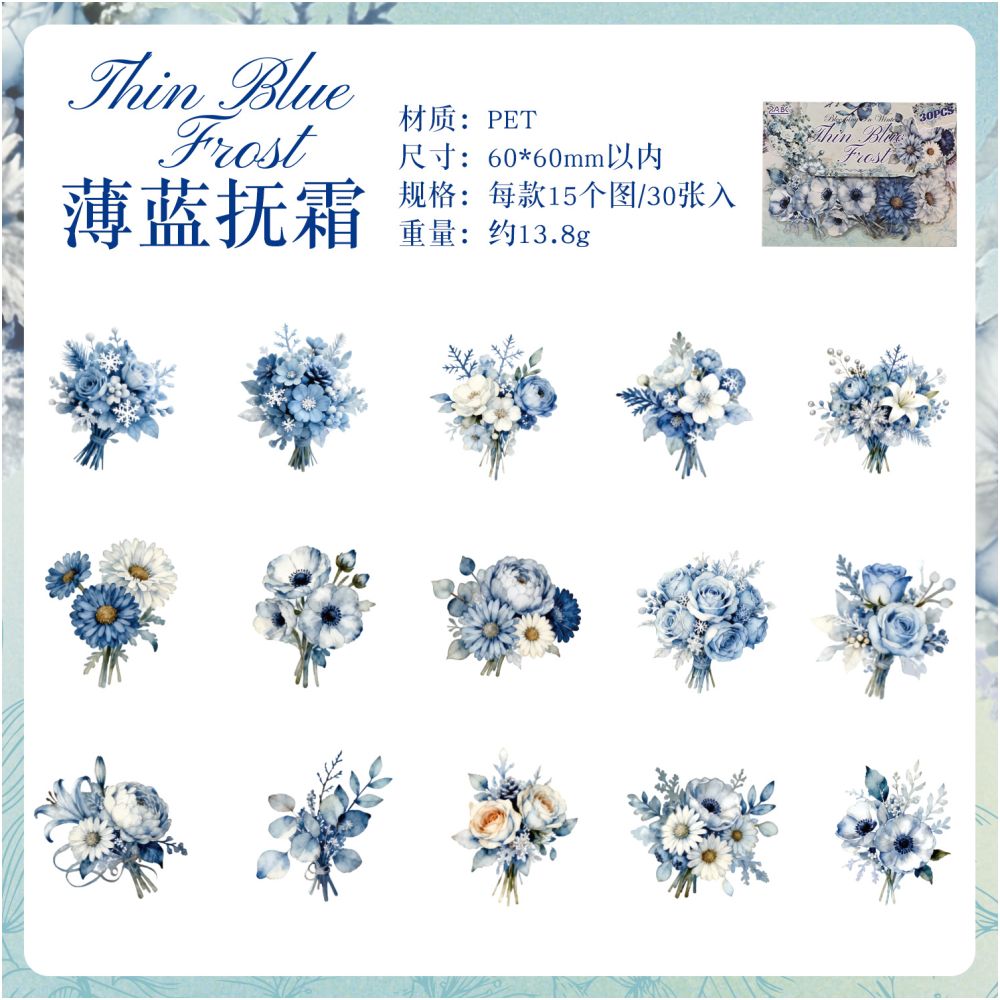 Winter Blossom Series PET Stickers 30psc 6 designs