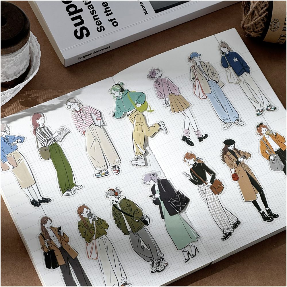 Leisurely Life Character Series PET Stickers 30psc 6 Designs image 3