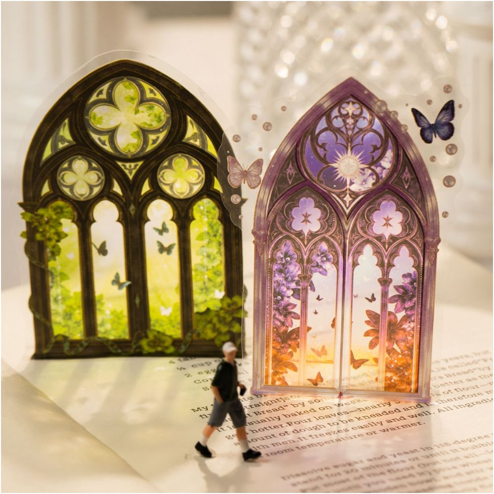 Painted Window Series PET Stickers 12psc 6 Designs image 1