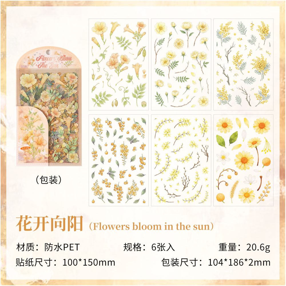 Frost Flower Series Stickers 10cm x 15cm 6 Sheets 4 Designs
