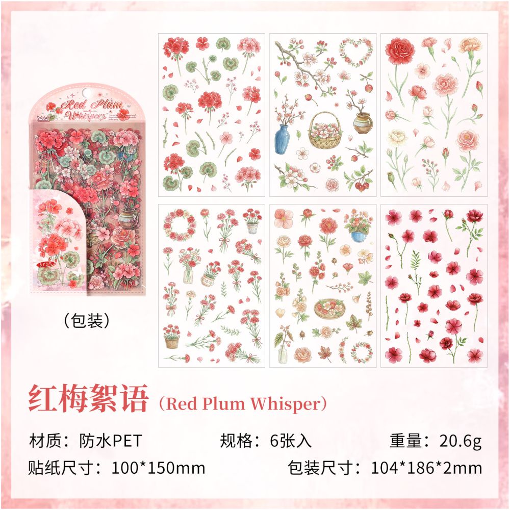 Frost Flower Series Stickers 10cm x 15cm 6 Sheets 4 Designs