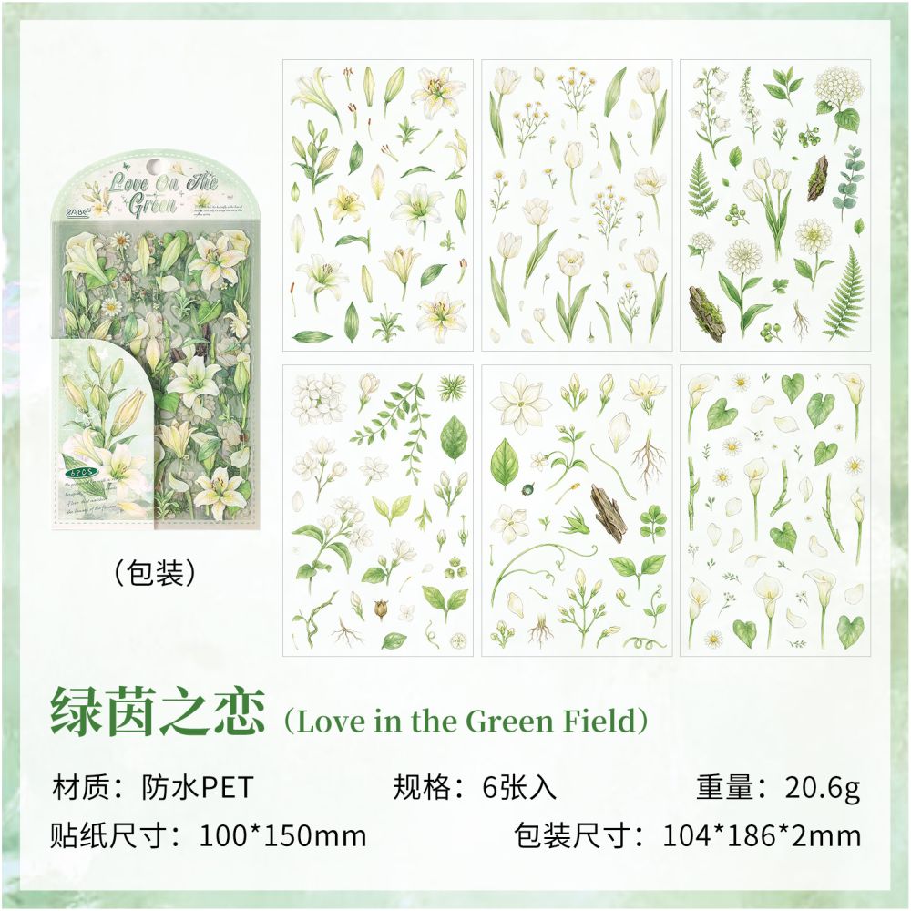 Frost Flower Series Stickers 10cm x 15cm 6 Sheets 4 Designs