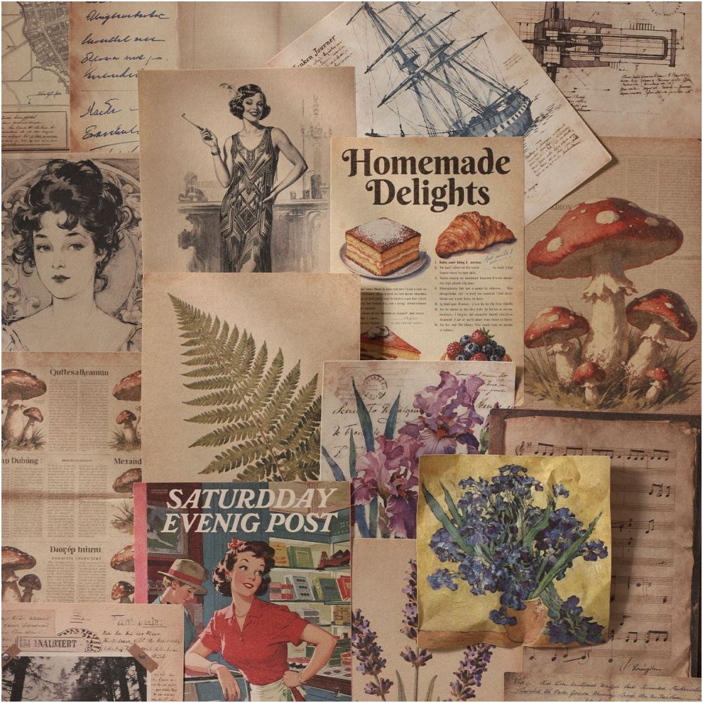 Vintage Time Collection Material Paper 10 5cm x 14cm 200 Sheets 4 variants image 1