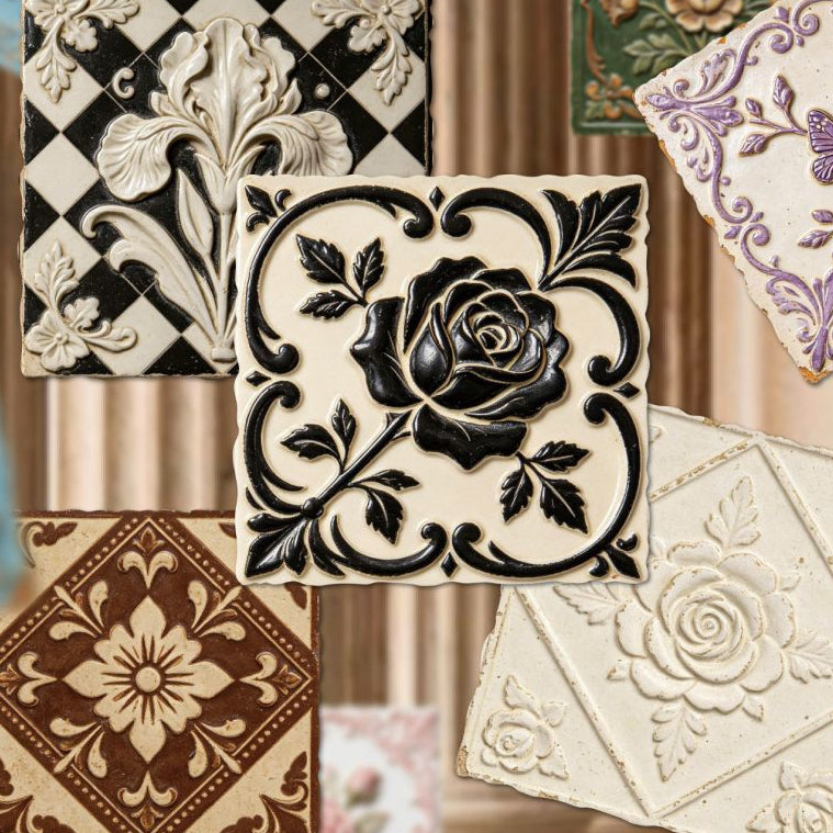 Embossed Tile Series Paper Stickers 10psc 6 variants image 0