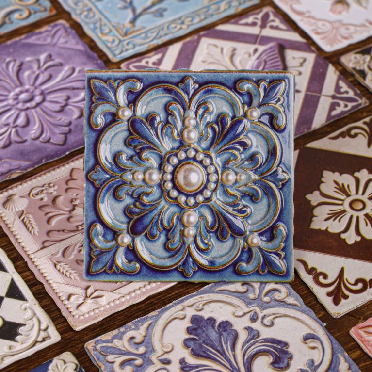 Embossed Tile Series Paper Stickers 10psc 6 variants image 1