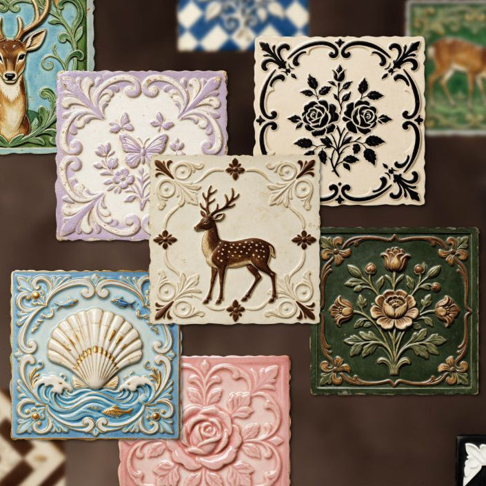 Embossed Tile Series Paper Stickers 10psc 6 variants image 2