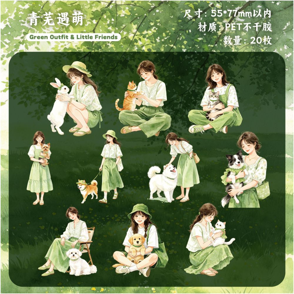 Exquisite Character Series PET Stickers 20 pieces