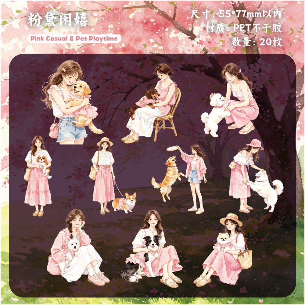 Exquisite Character Series PET Stickers 20 pieces