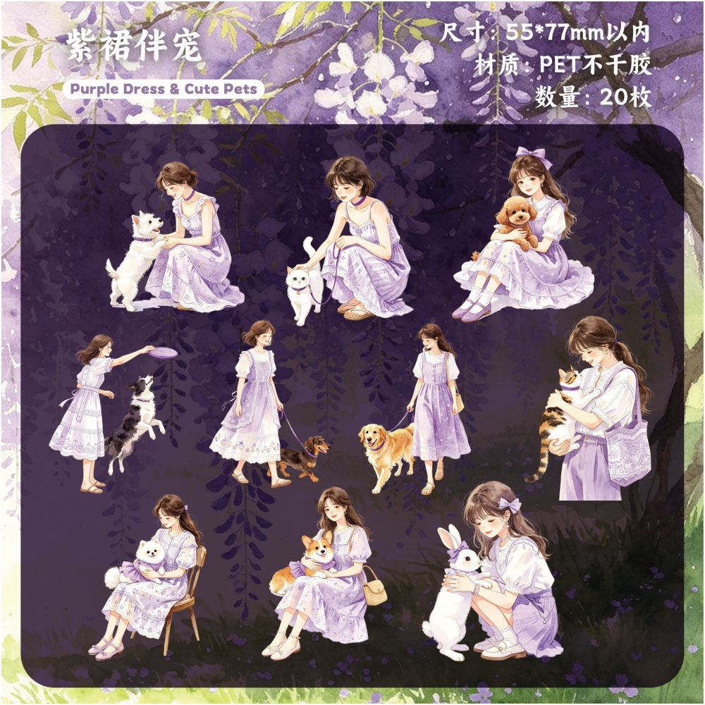 Exquisite Character Series PET Stickers 20 pieces
