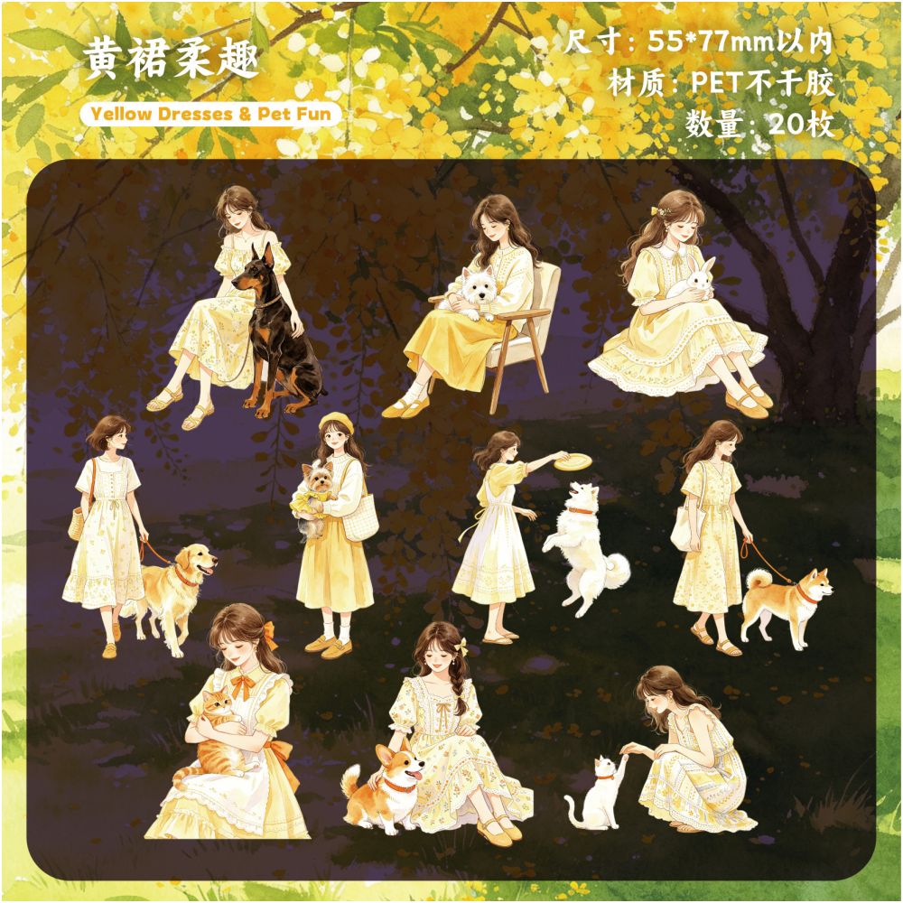 Exquisite Character Series PET Stickers 20 pieces