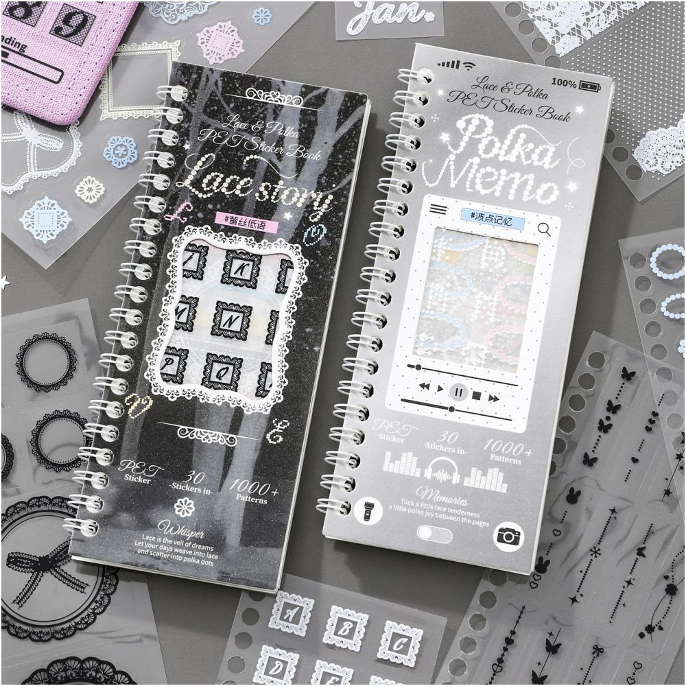 Dot Lace Journal Decoration Sticker Book 30 Sheets 2 Styles image 0