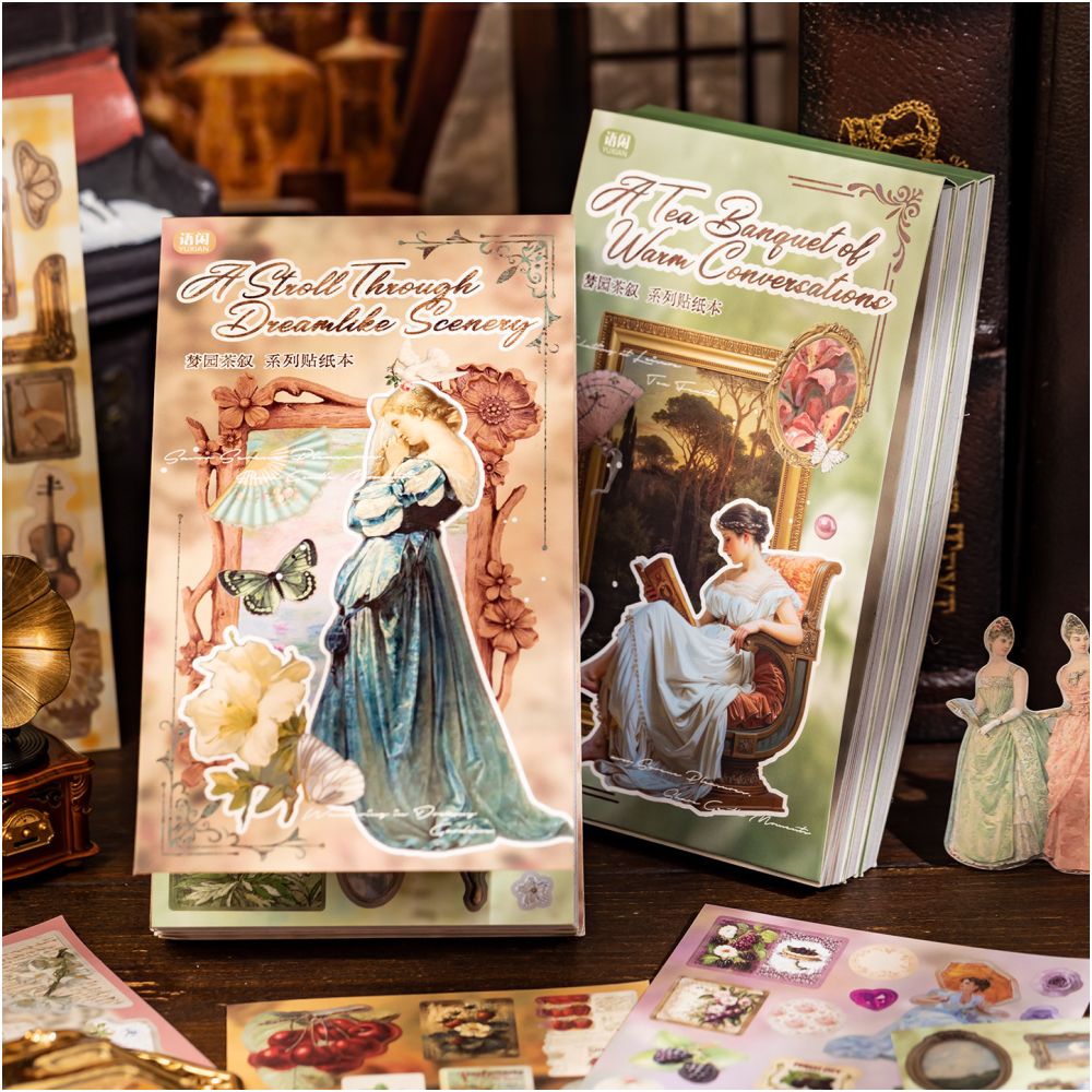 Dream Garden Tea Series Vintage Sticker Book 20 Sheets 2 Designs image 0