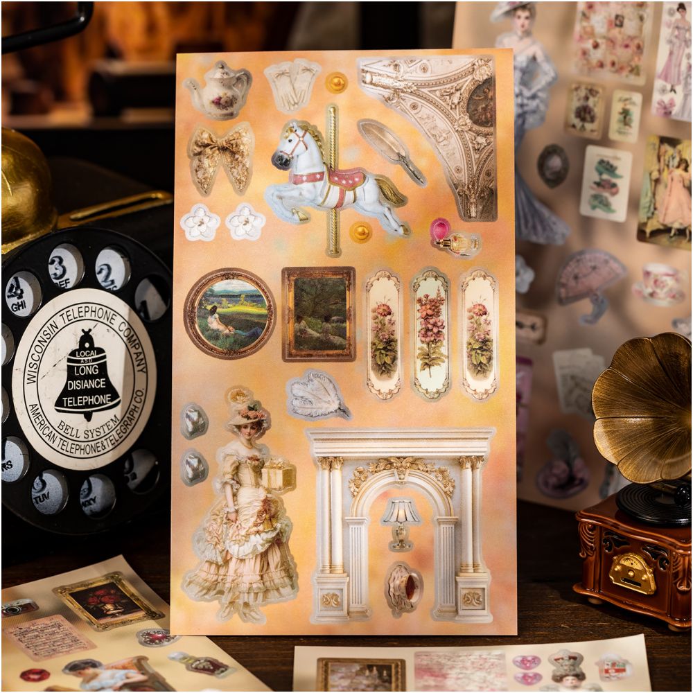 Dream Garden Tea Series Vintage Sticker Book 20 Sheets 2 Designs image 1