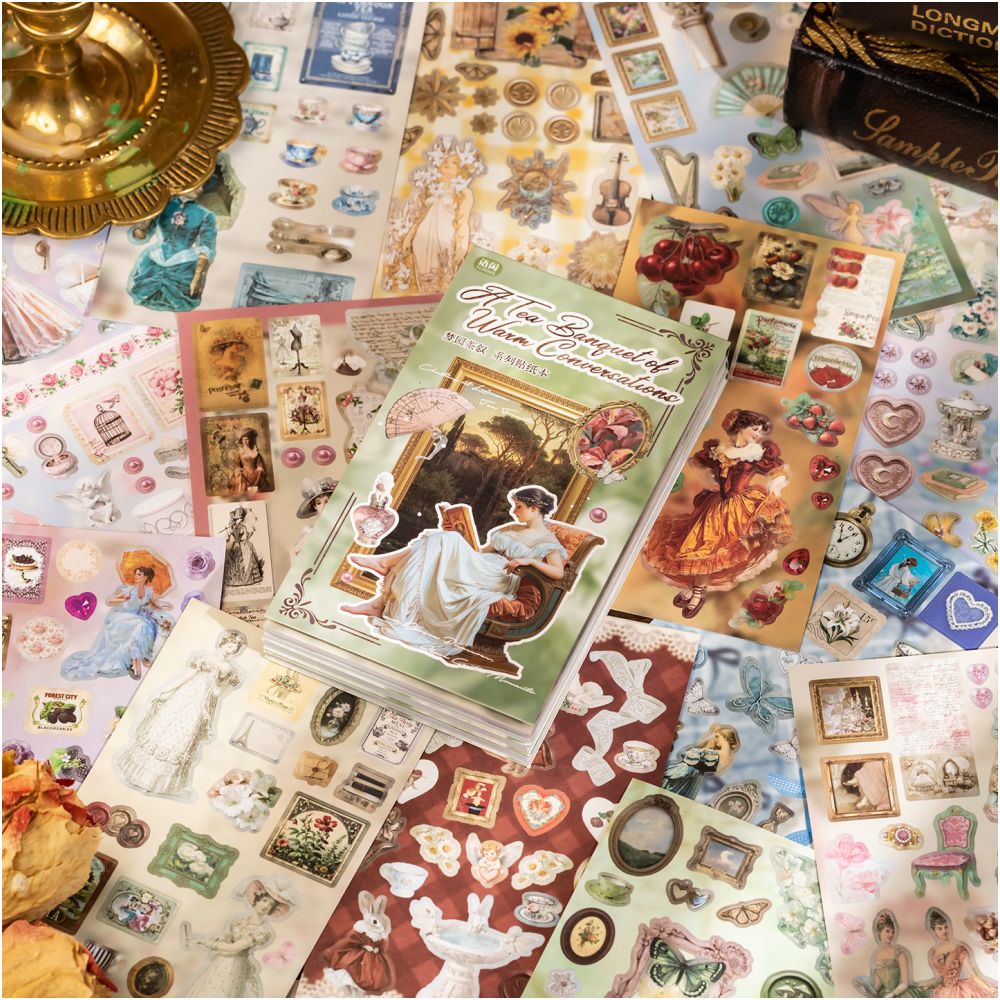 Dream Garden Tea Series Vintage Sticker Book 20 Sheets 2 Designs image 3