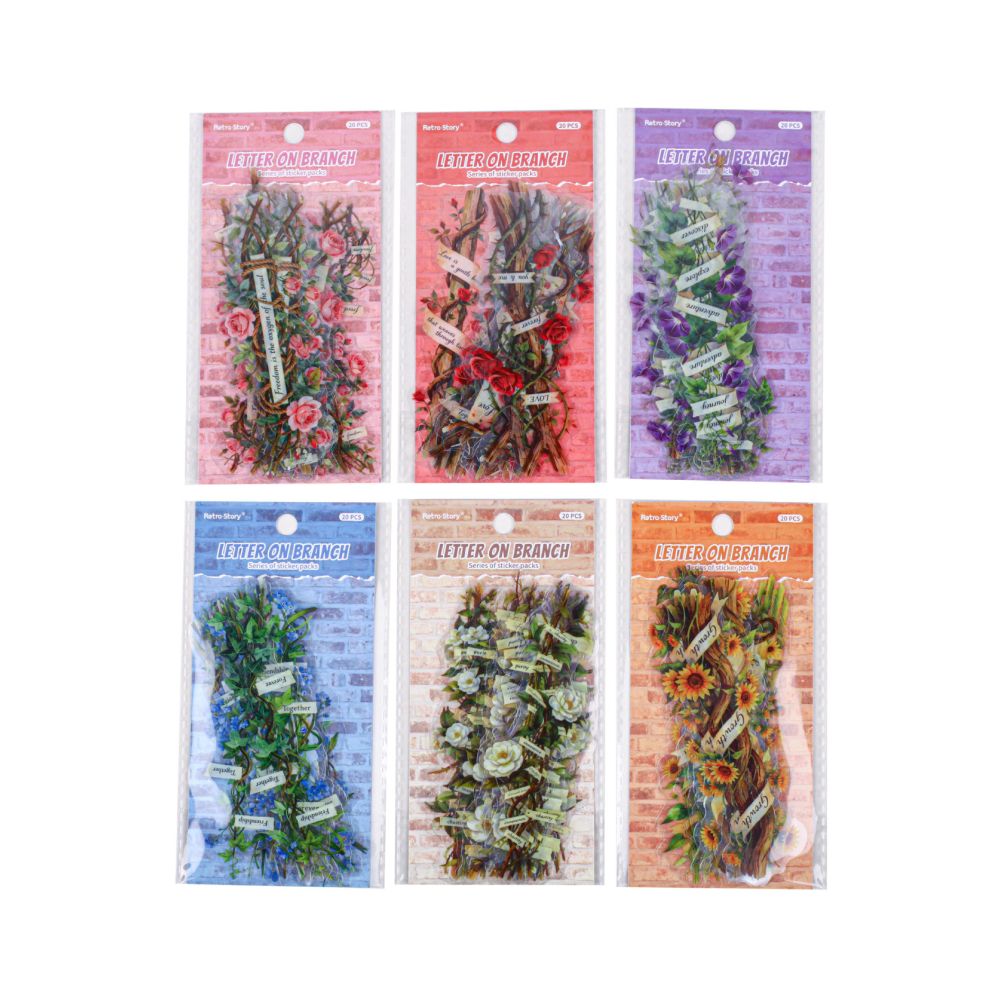Branch Letter Series PET Stickers 20 Sheets 6 Designs image 4