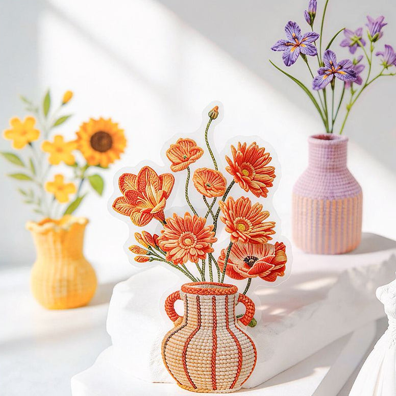 Crocheted Flower Series PET Stickers 6 Styles 30 Pcs image 0