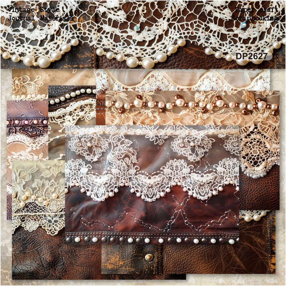 A5 Lace Series material paper 8 Sheets image 0
