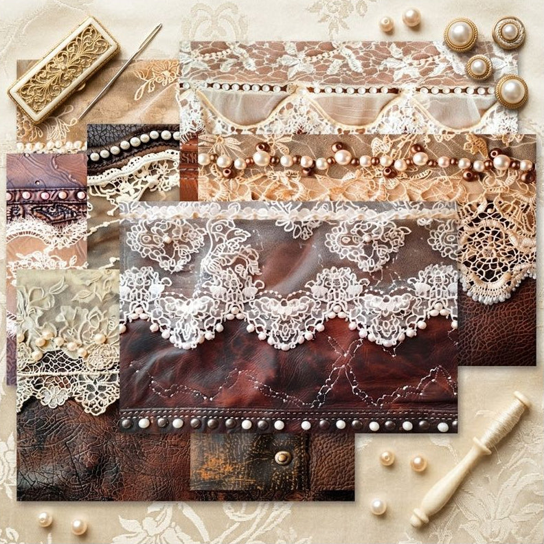 A5 Lace Series material paper 8 Sheets image 2