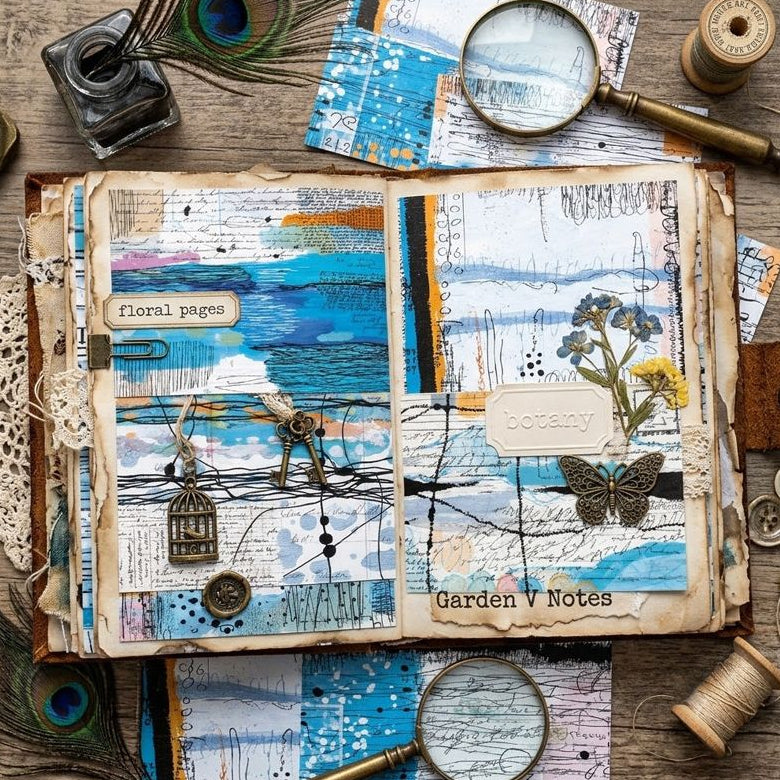 A5 Vintage material paper 8 Sheets image 1