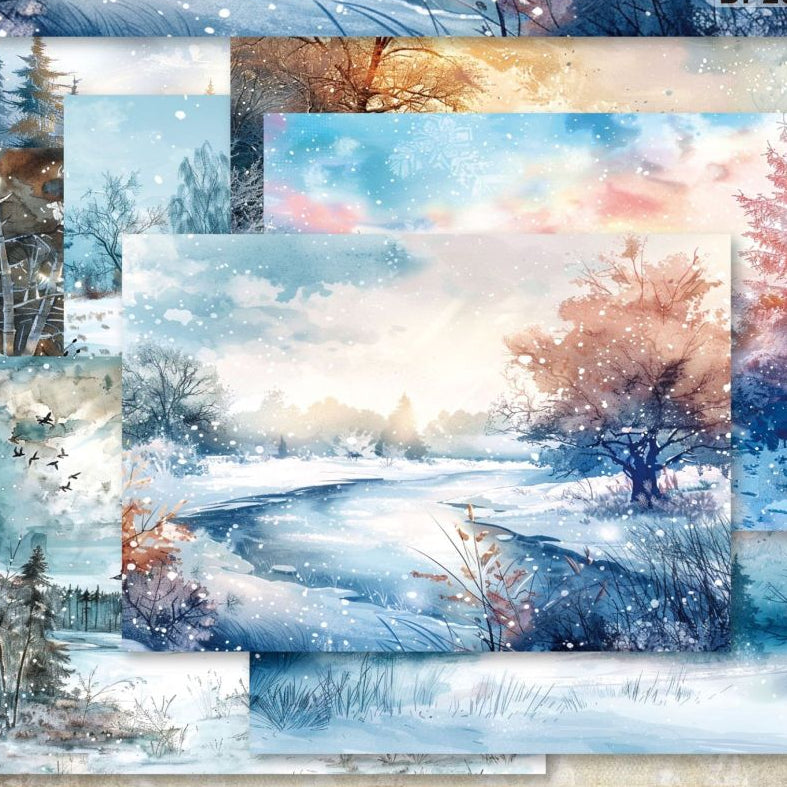 A5 Vintage Winter Series Material Paper 8 Sheets image 0