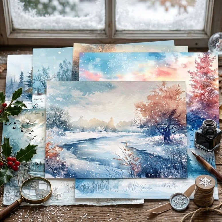 A5 Vintage Winter Series Material Paper 8 Sheets image 3