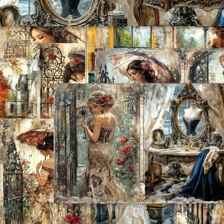 A5 Vintage Beauty Series material paper 8 Sheets image 0